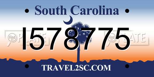 I578775 South Carolina License Plate