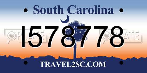I578778 South Carolina License Plate