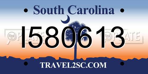 I580613 South Carolina License Plate