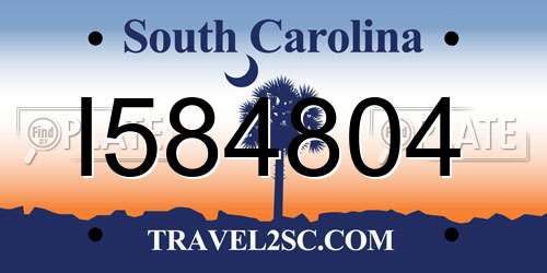 I584804 South Carolina License Plate