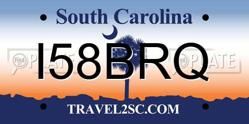 I58BRQ South Carolina License Plate