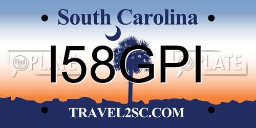 I58GPI South Carolina License Plate