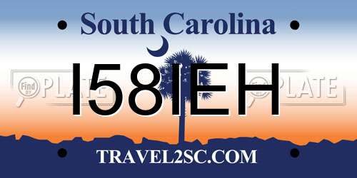 I58IEH South Carolina License Plate