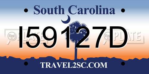 I59127D South Carolina License Plate