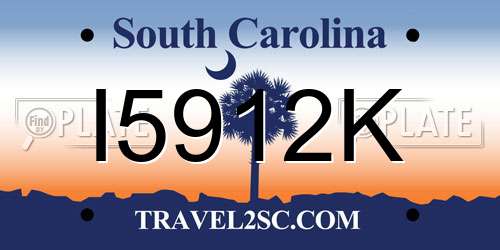 I5912K South Carolina License Plate
