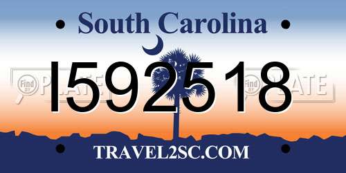I592518 South Carolina License Plate