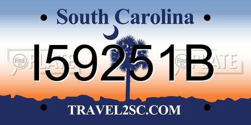 I59251B South Carolina License Plate