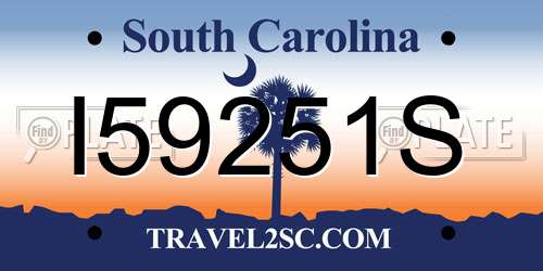I59251S South Carolina License Plate