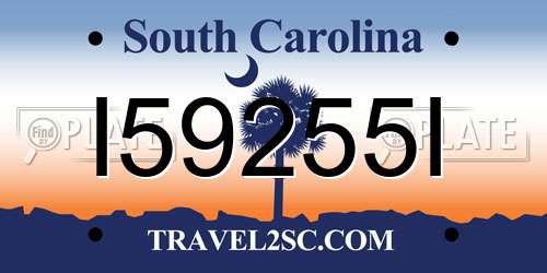 I59255I South Carolina License Plate