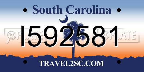 I592581 South Carolina License Plate