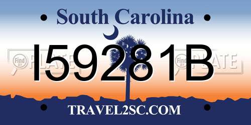 I59281B South Carolina License Plate