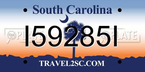 I59285I South Carolina License Plate
