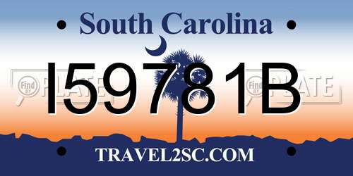 I59781B South Carolina License Plate
