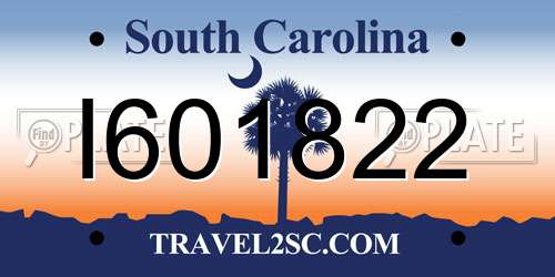 I601822 South Carolina License Plate