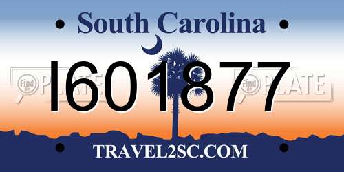 I601877 South Carolina License Plate