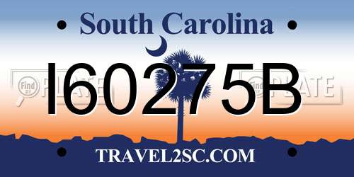 I60275B South Carolina License Plate