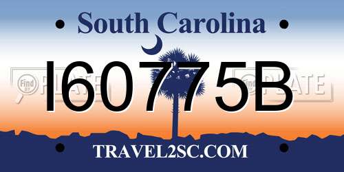 I60775B South Carolina License Plate