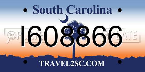 I608866 South Carolina License Plate