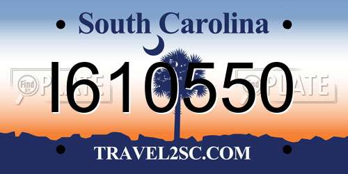 I610550 South Carolina License Plate