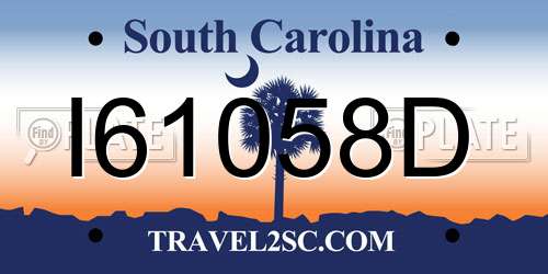 I61058D South Carolina License Plate