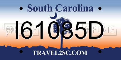 I61085D South Carolina License Plate