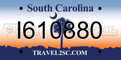 I610880 South Carolina License Plate