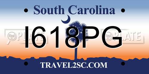 I618PG South Carolina License Plate