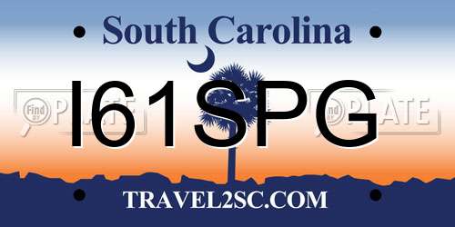 I61SPG South Carolina License Plate