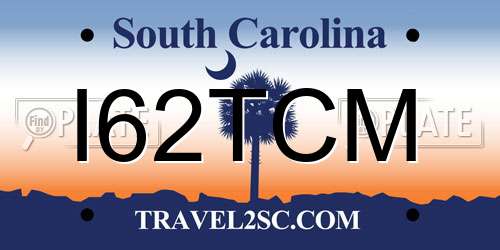 I62TCM South Carolina License Plate