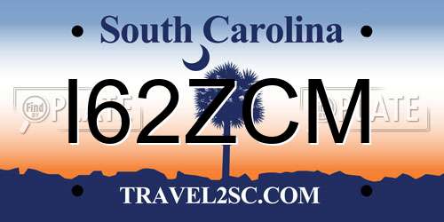 I62ZCM South Carolina License Plate