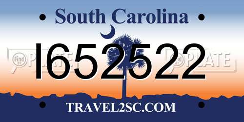 I652522 South Carolina License Plate