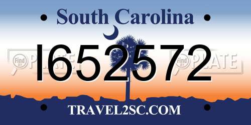 I652572 South Carolina License Plate