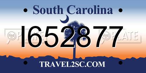 I652877 South Carolina License Plate