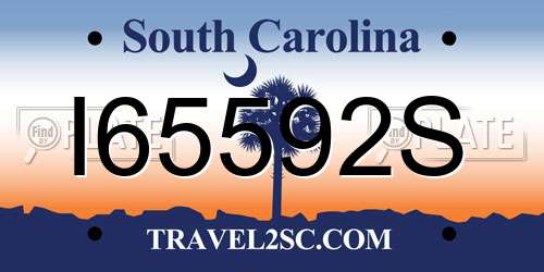 I65592S South Carolina License Plate