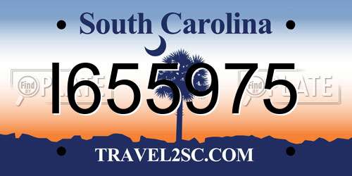 I655975 South Carolina License Plate