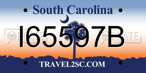 I65597B South Carolina License Plate