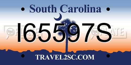 I65597S South Carolina License Plate