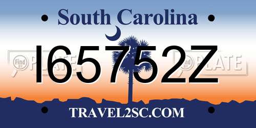 I65752Z South Carolina License Plate