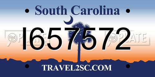 I657572 South Carolina License Plate