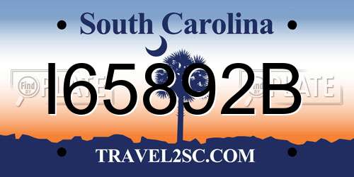 I65892B South Carolina License Plate