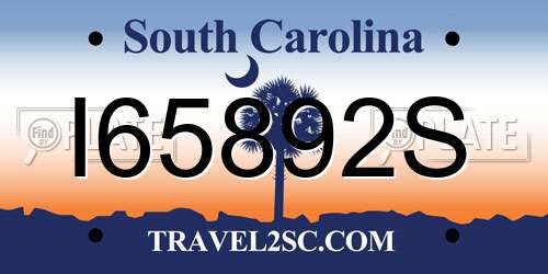 I65892S South Carolina License Plate