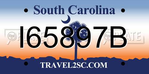 I65897B South Carolina License Plate