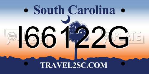 I66122G South Carolina License Plate