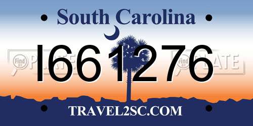 I661276 South Carolina License Plate