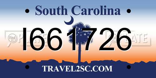 I661726 South Carolina License Plate
