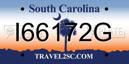 I66172G South Carolina License Plate