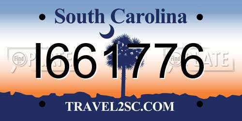 I661776 South Carolina License Plate
