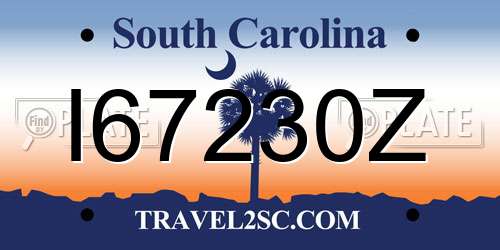 I67230Z South Carolina License Plate