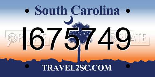 I675749 South Carolina License Plate