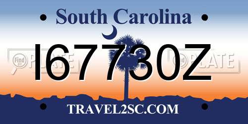 I67730Z South Carolina License Plate